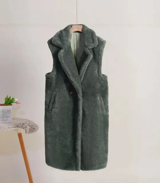 Pre Order:  Sleeveless Welt Pocket Woolen Overwear Coat