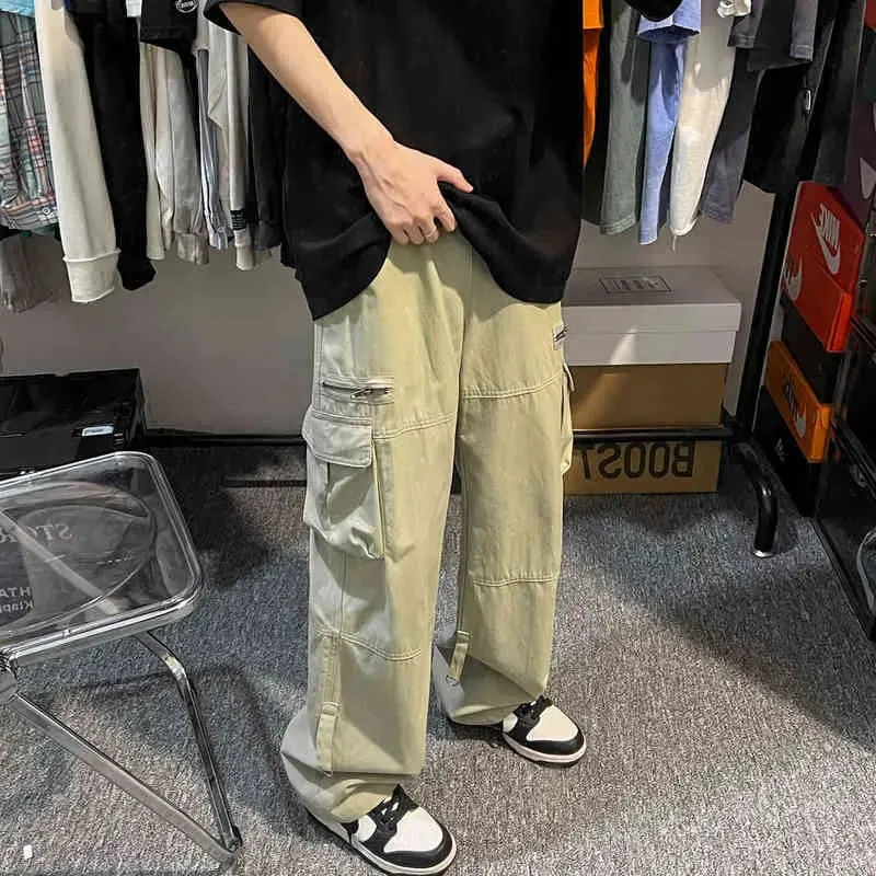 Privathinker Multi Pocket Men's Casual Cargo Pants Hiphop Overalls High Street Fashion Brand Male Baggy Wide Leg TrousersT220716