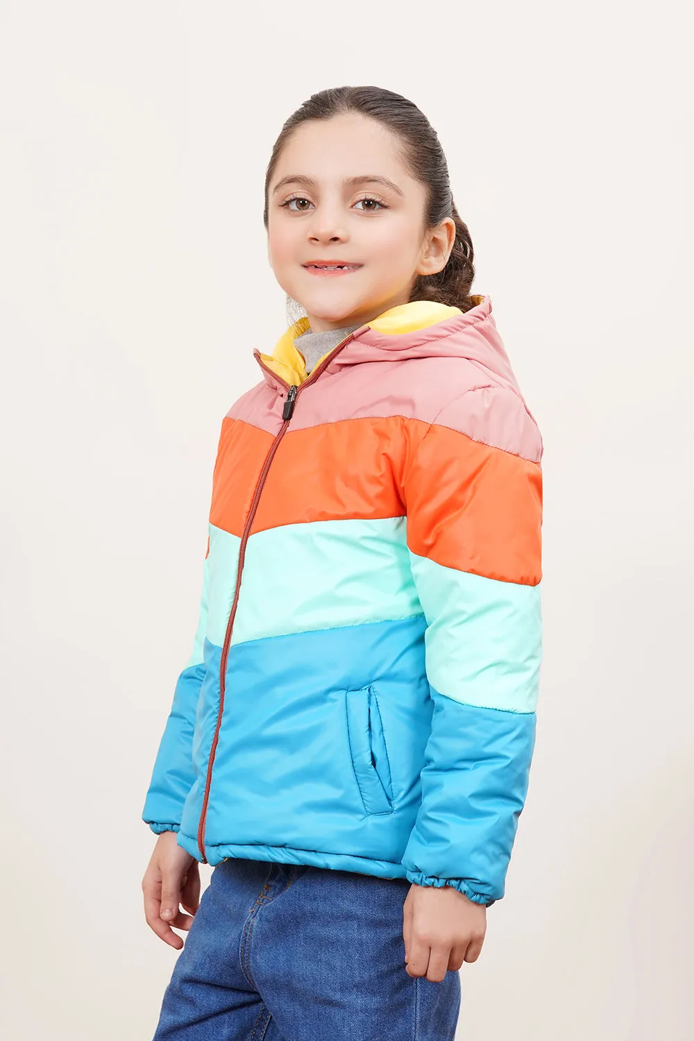 Puffer Zipper Jacket With Hood