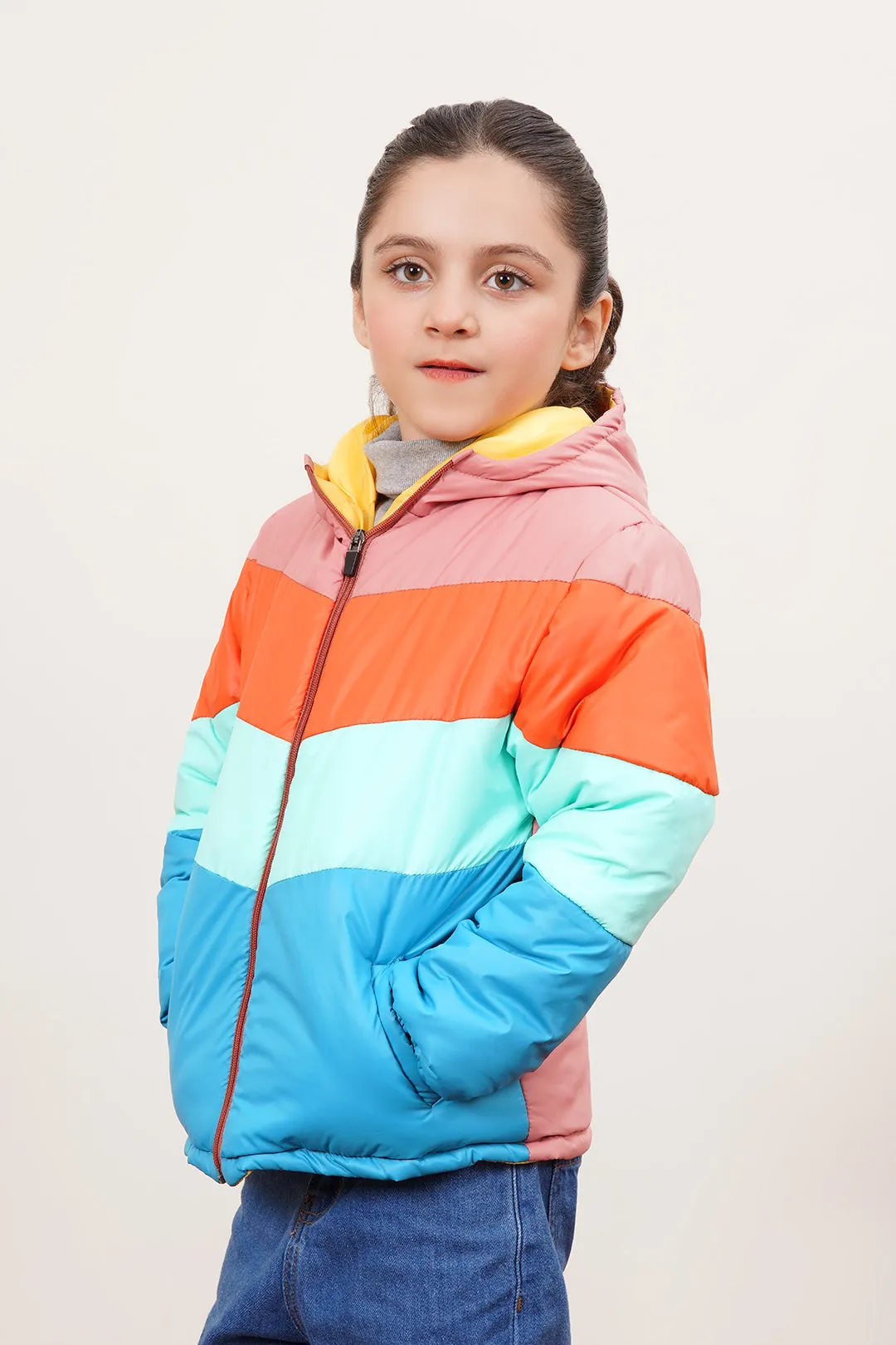 Puffer Zipper Jacket With Hood