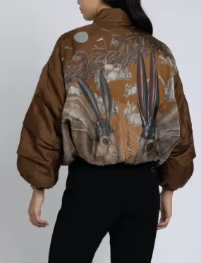 "The Floating Rabbits" Reversible Silk Twill Bomber Jacket