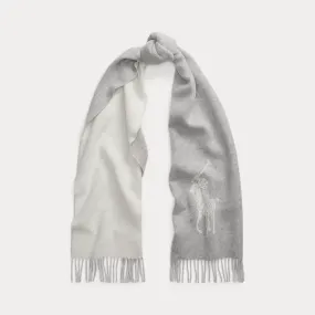 Ralph Lauren Big Pony Wool Scarf | Grey/Cream