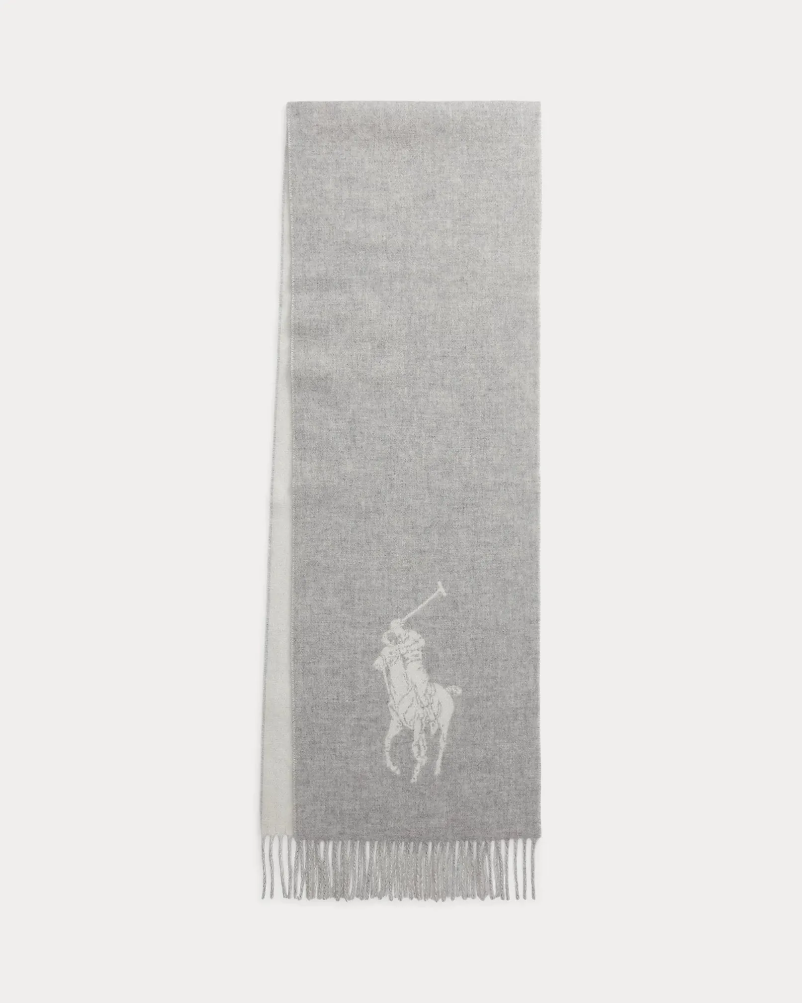 Ralph Lauren Big Pony Wool Scarf | Grey/Cream