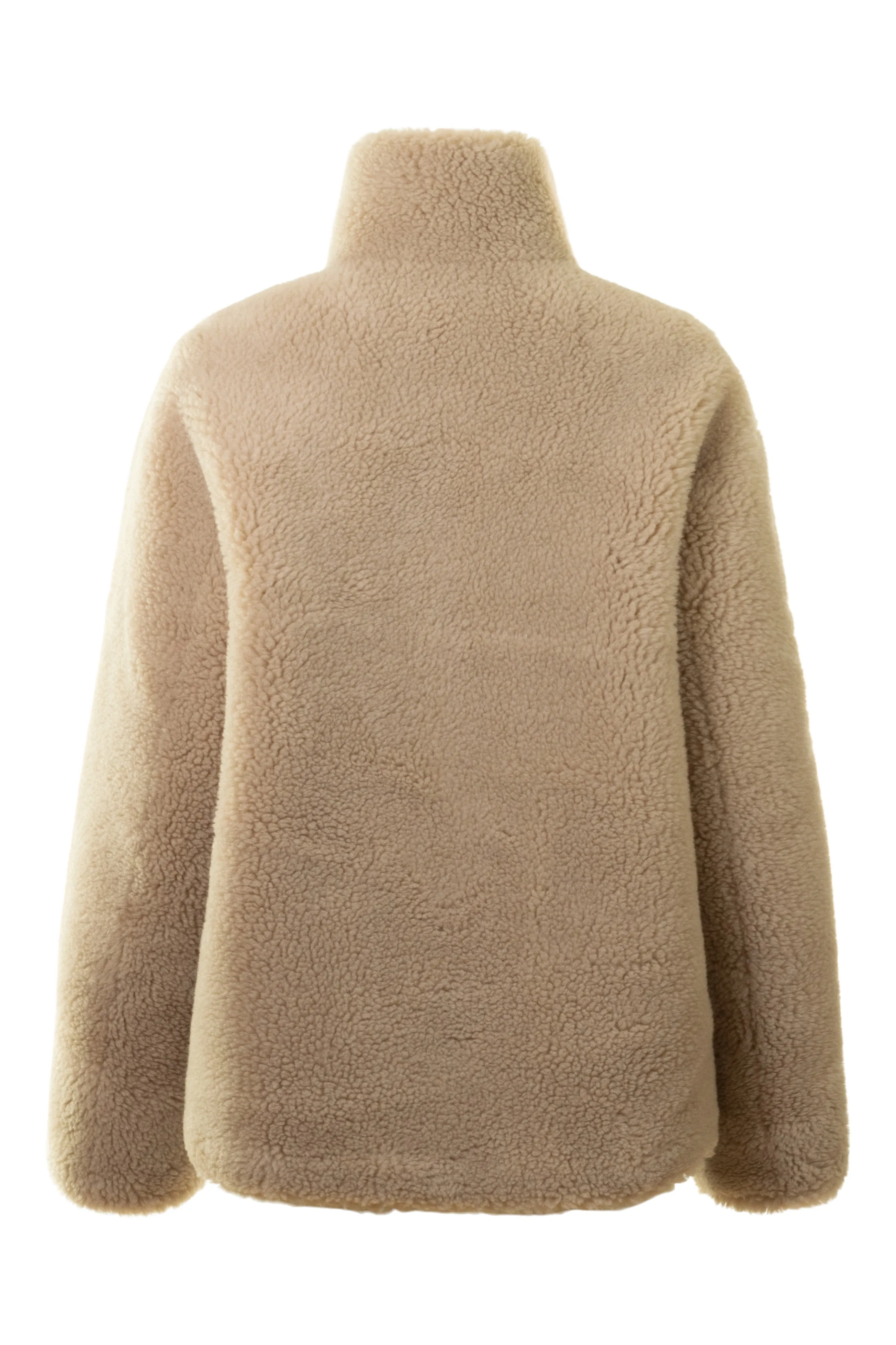 Repeat Cashmere Faux Sherpa Leather Coat in Morro / Blush