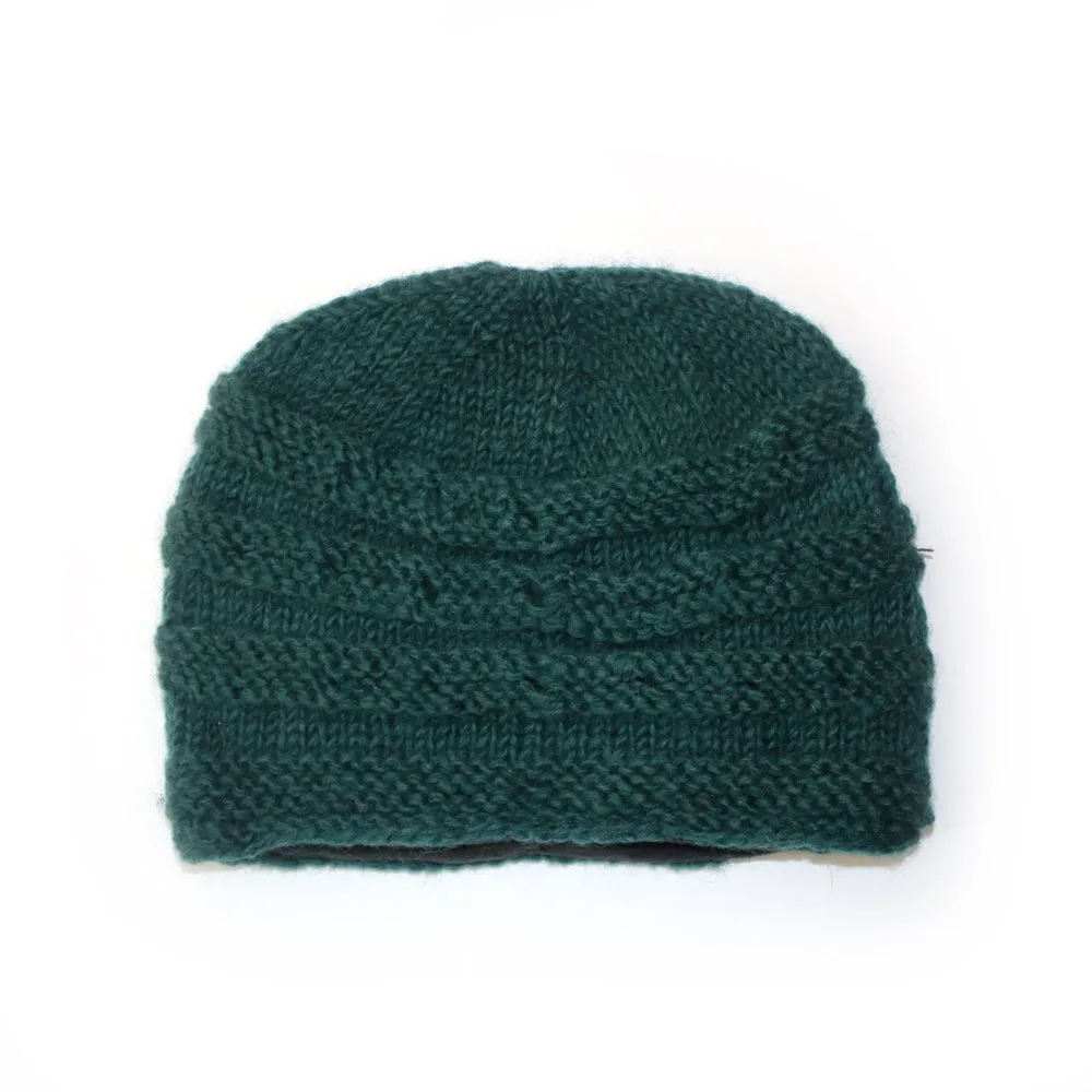 rib knit plain wool beanie hat