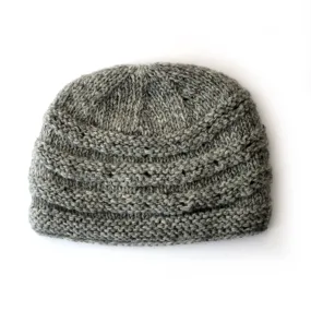 rib knit plain wool beanie hat