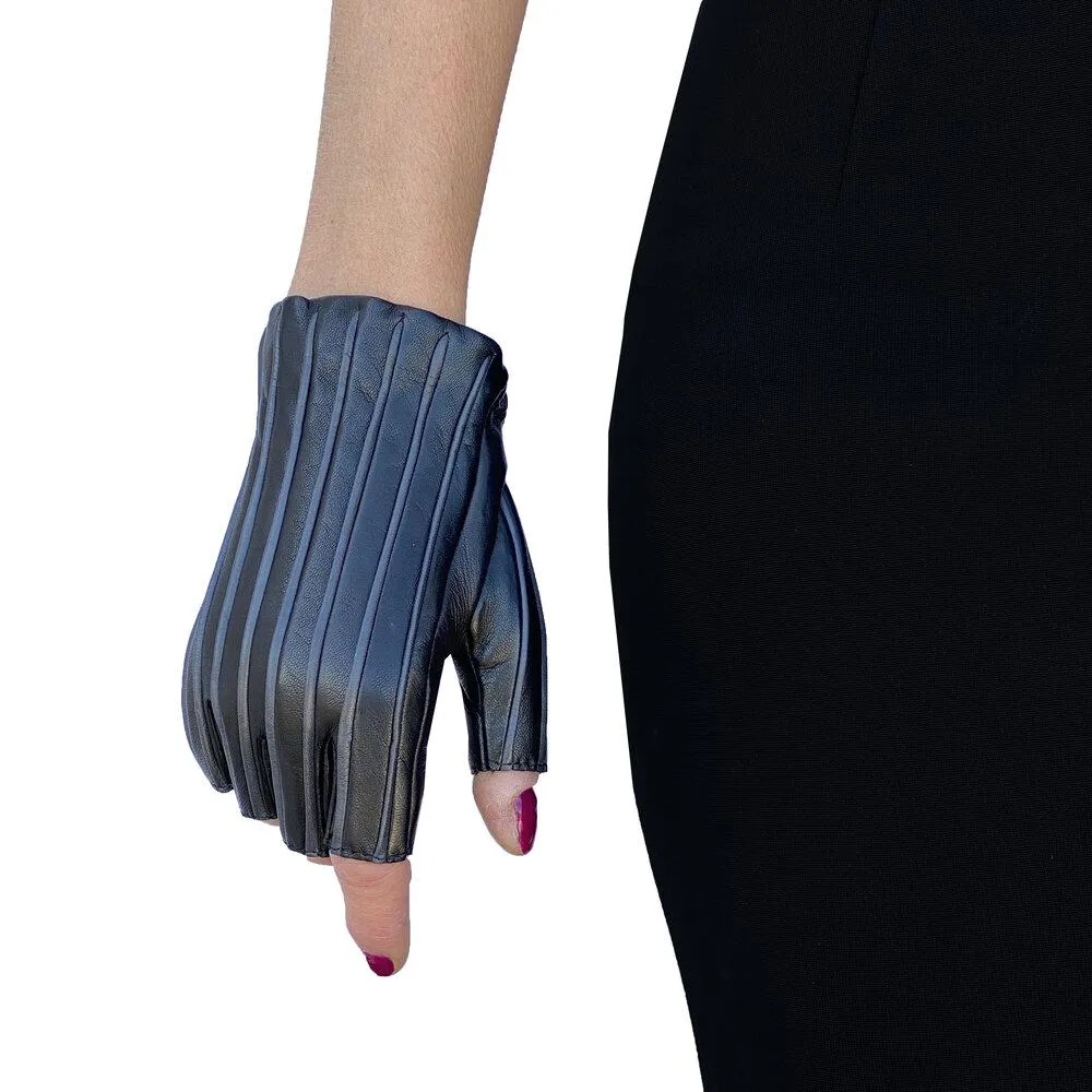 Rita Cuff - Women's Fingerless Leather Gloves