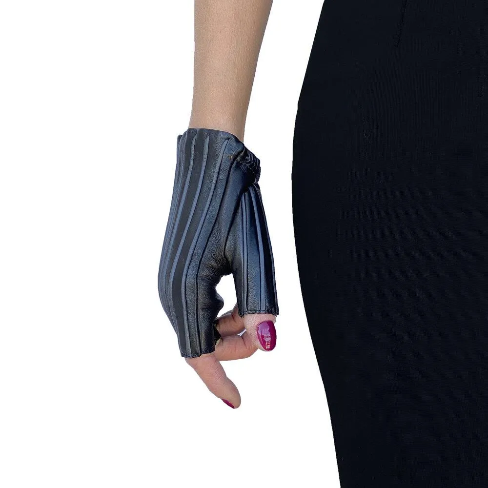 Rita Cuff - Women's Fingerless Leather Gloves