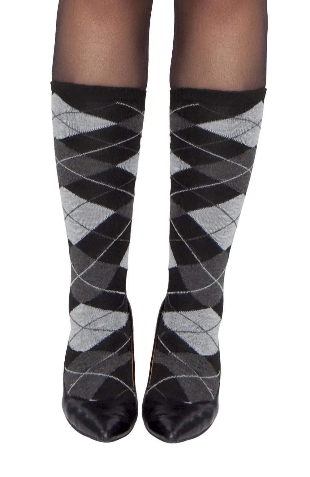 Roma Grey Argyle Leg Warmers - Costume Accessory