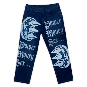 SCREEN PRINTED CLAW PMS DENIM JEANS