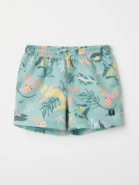 Sealife Print Kids Swim Shorts