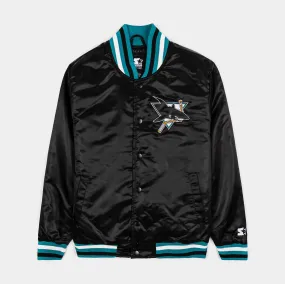 Shoe Palace Exclusive San Jose Sharks Satin Bomber Mens Jacket (Black/Blue)