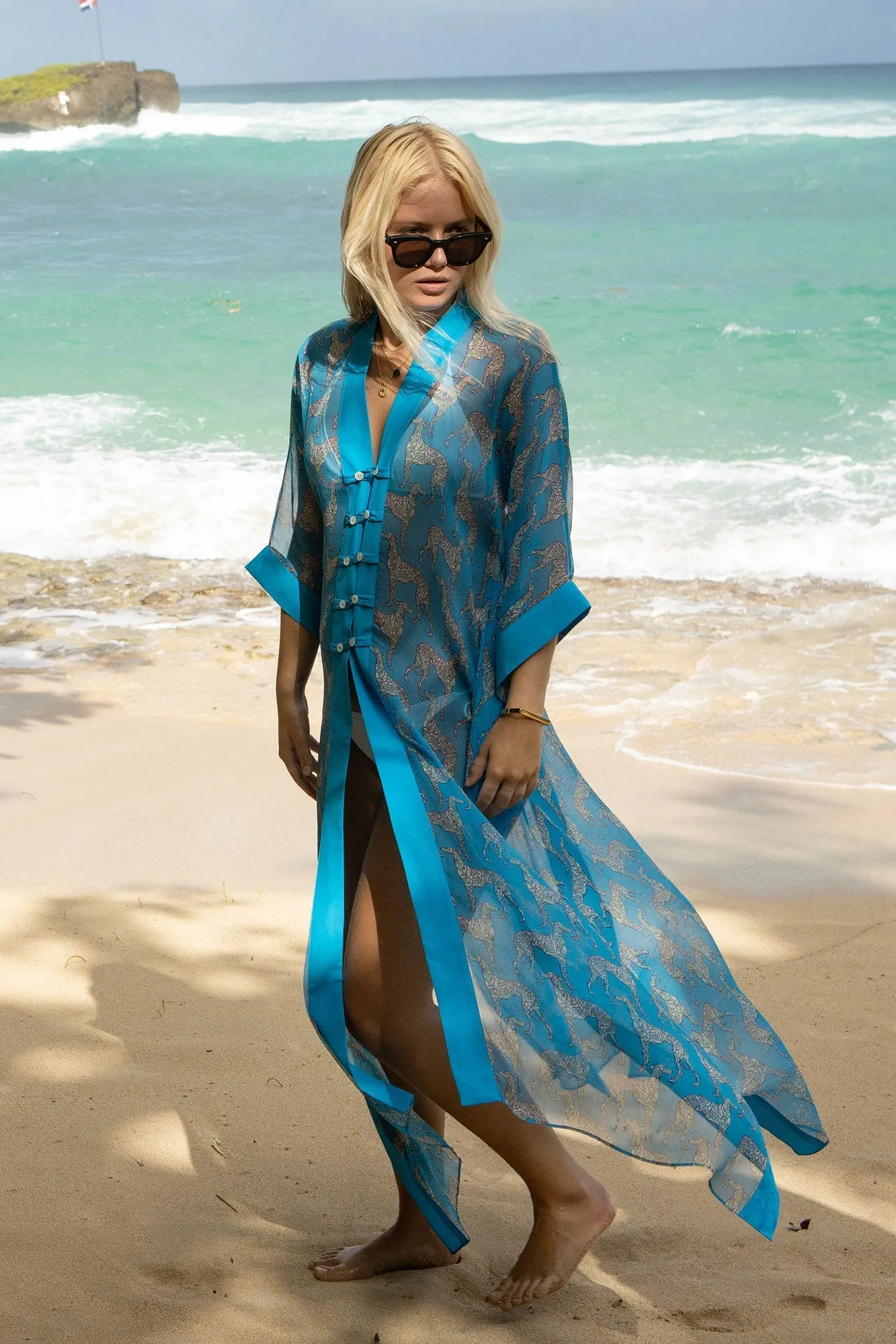 Silk Chiffon Long Jade Poncho LURCHER