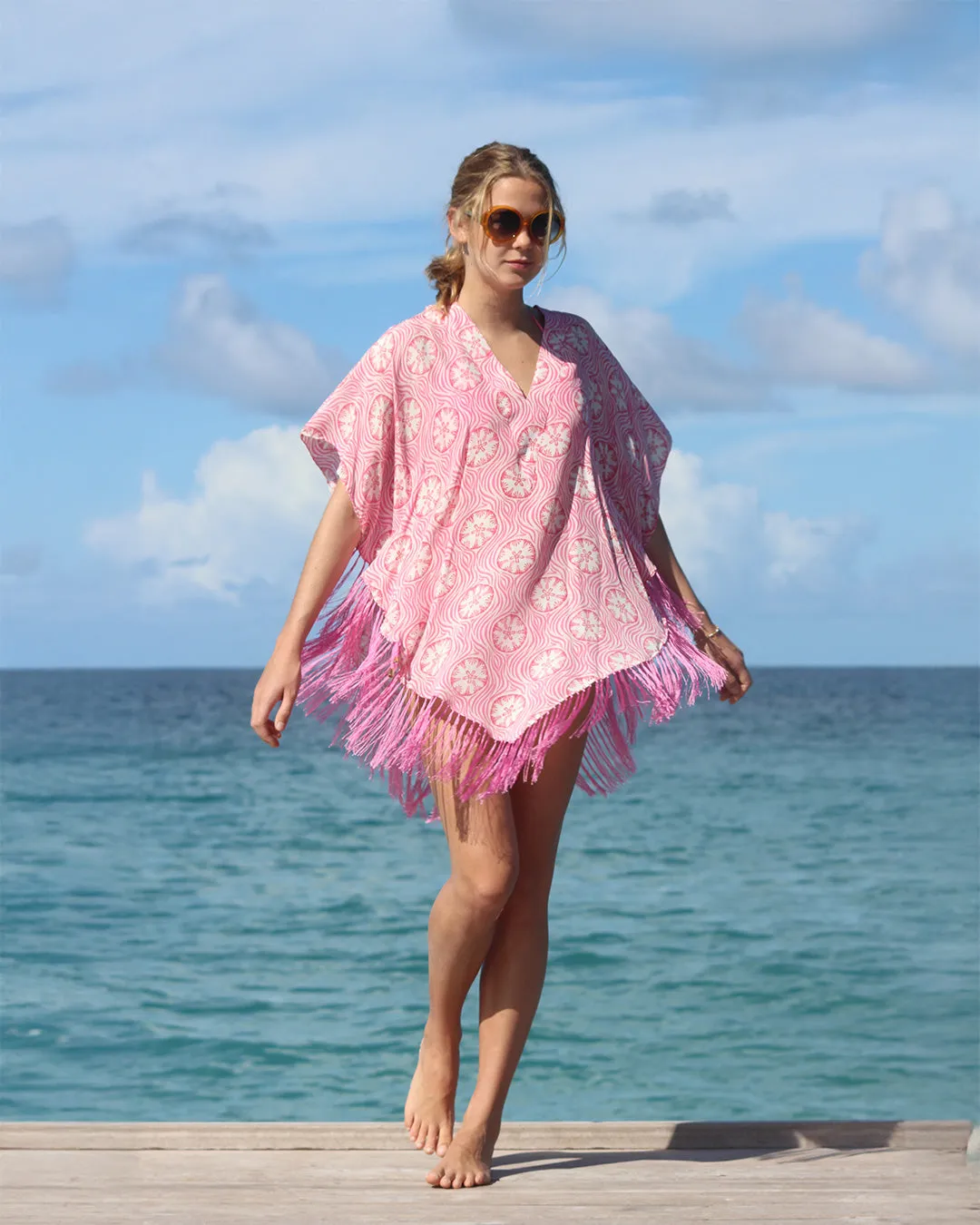 Silk Poncho SAND DOLLAR