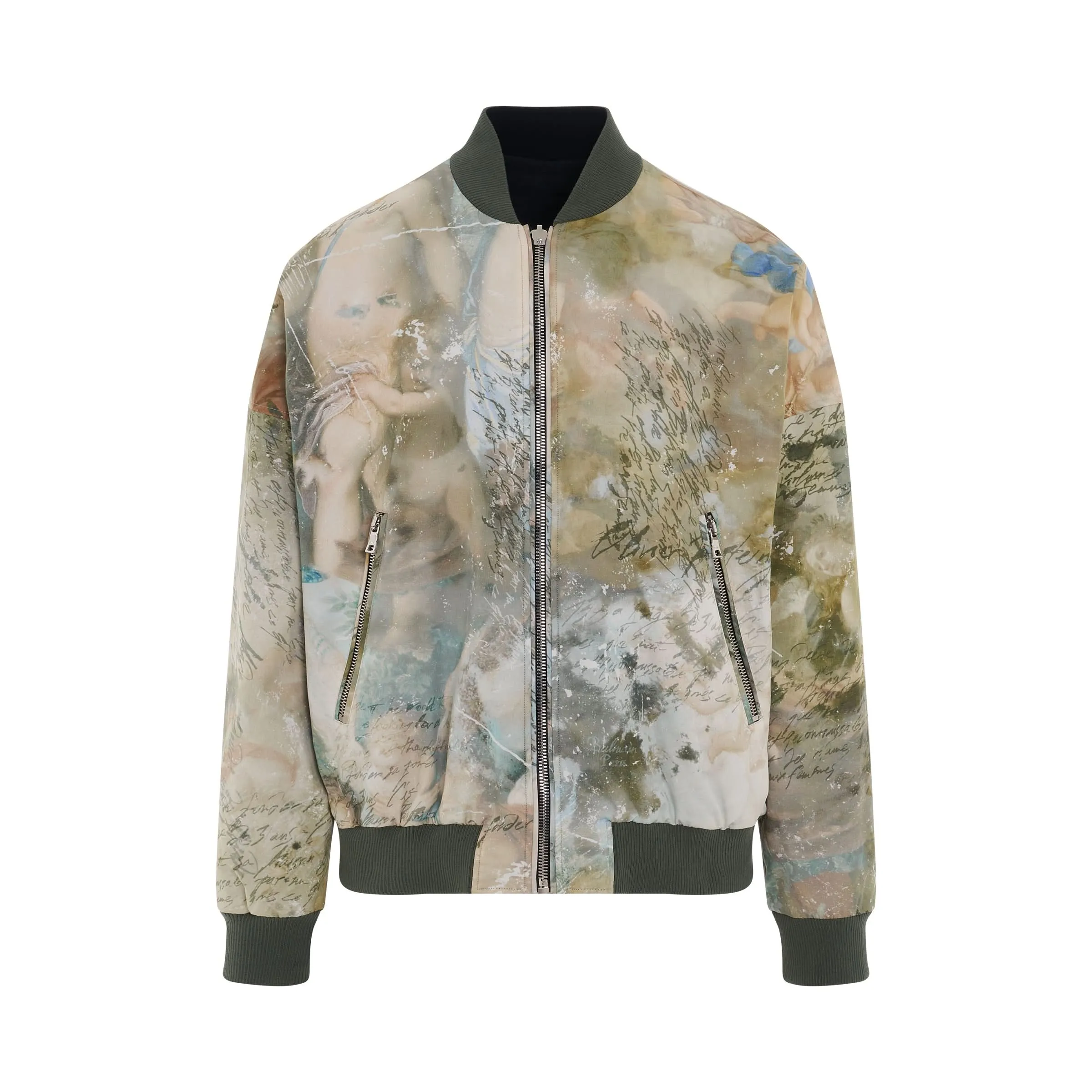 Sky Printed Reversible Bomber Jacket in Multi Colour