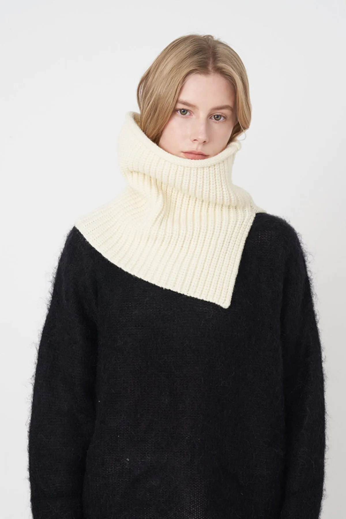 Slit Pullover Knit Scarf