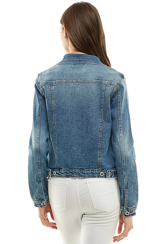 Spandex  Ladies  Casual Denim Jacket