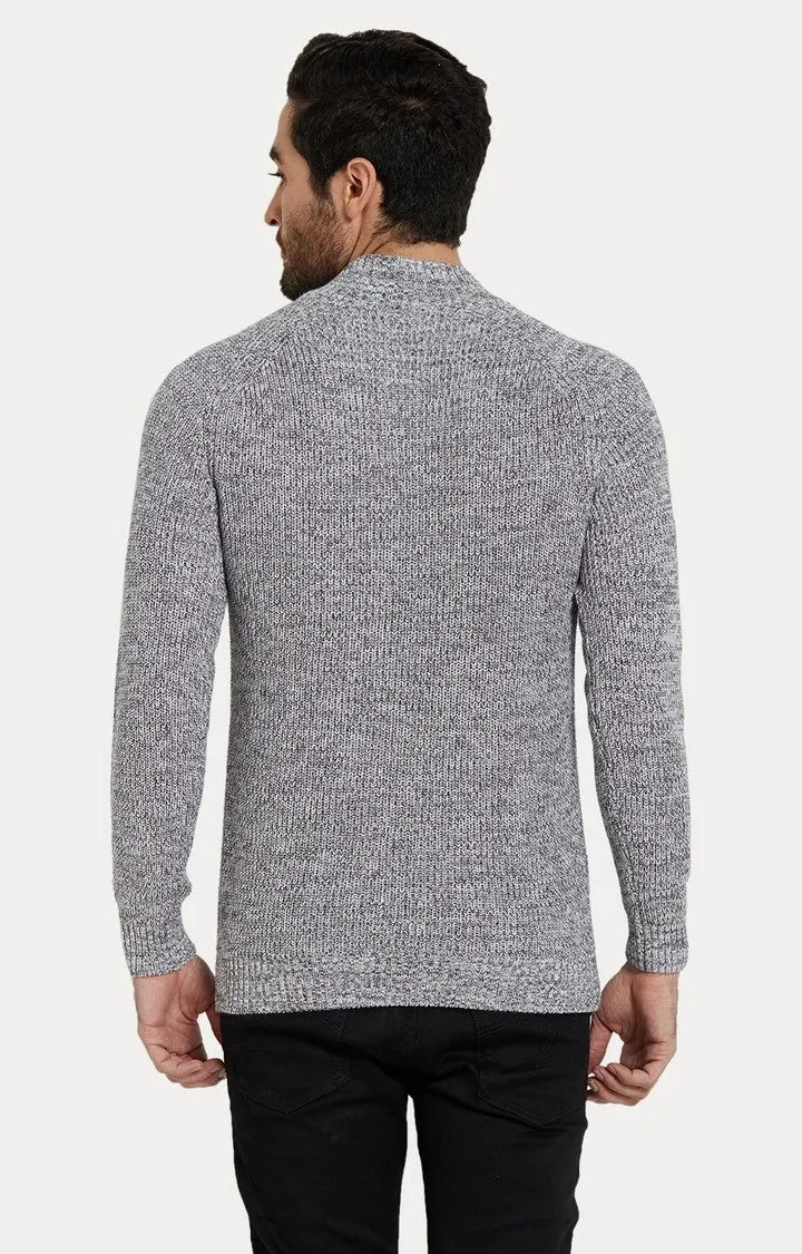 Spykar Grey Melange Slim Fit Sweaters