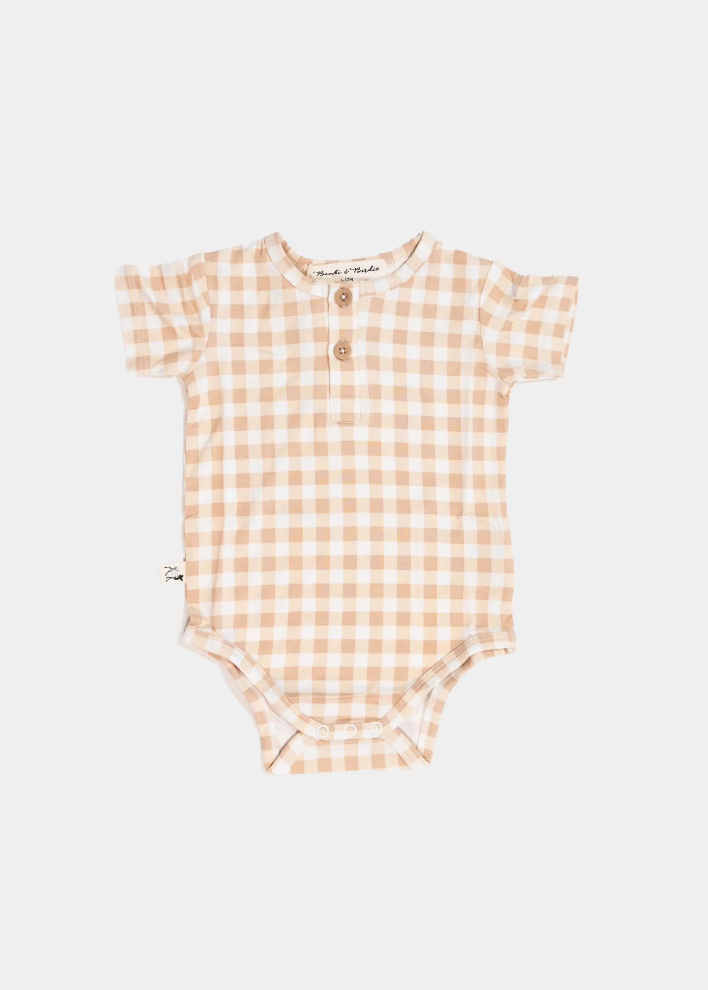 SS Henley Bodysuit - OAT GINGHAM