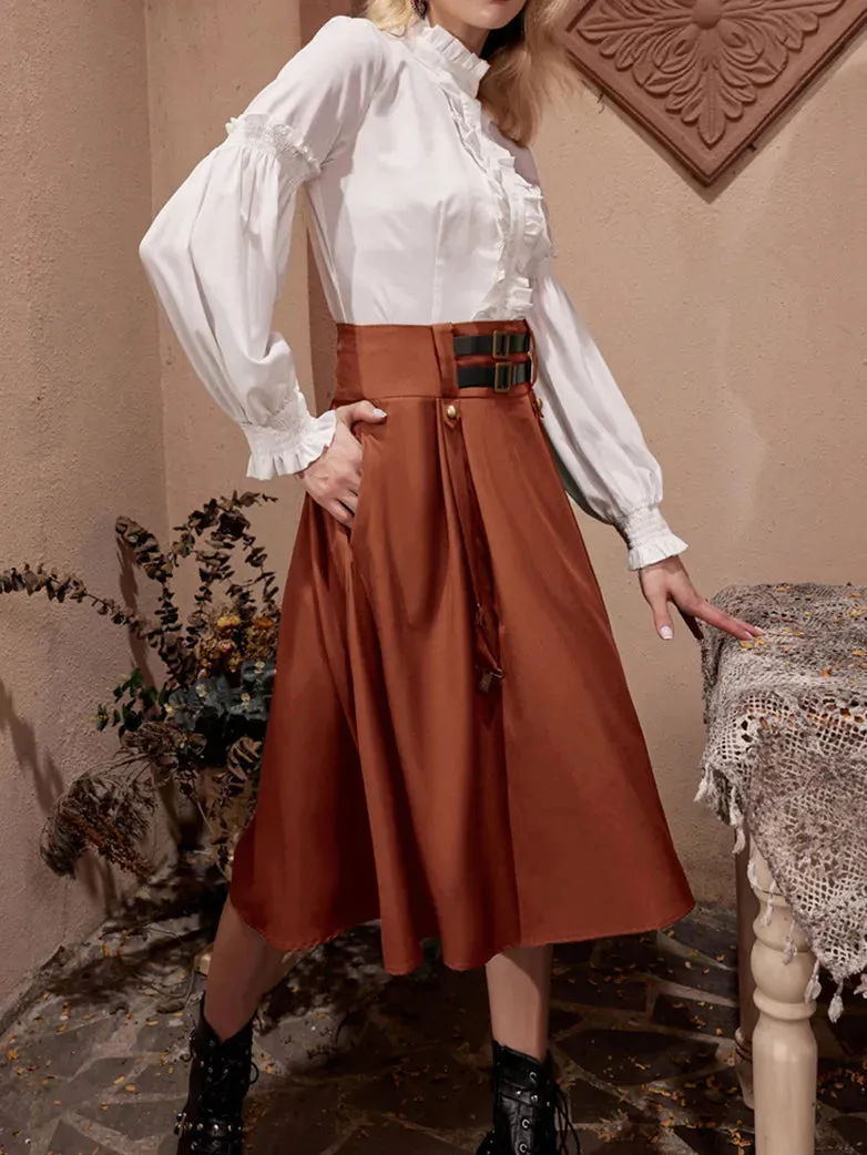 Steampunk Skirt Length Adjustable Skirt With Pocket