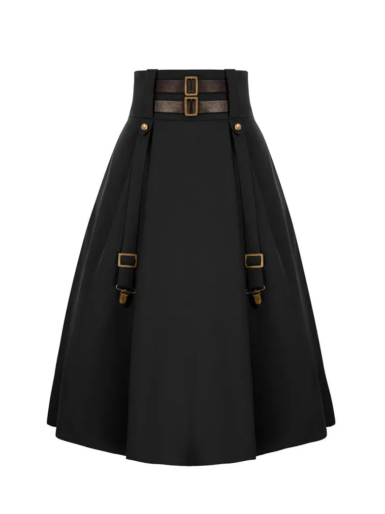 Steampunk Skirt Length Adjustable Skirt With Pocket