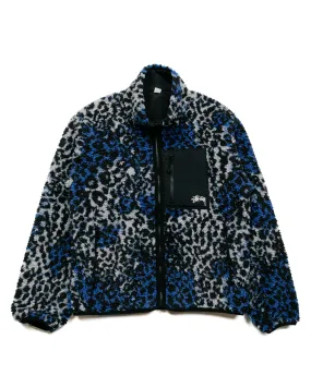 Stüssy Sherpa Reversible Jacket Blue Leopard