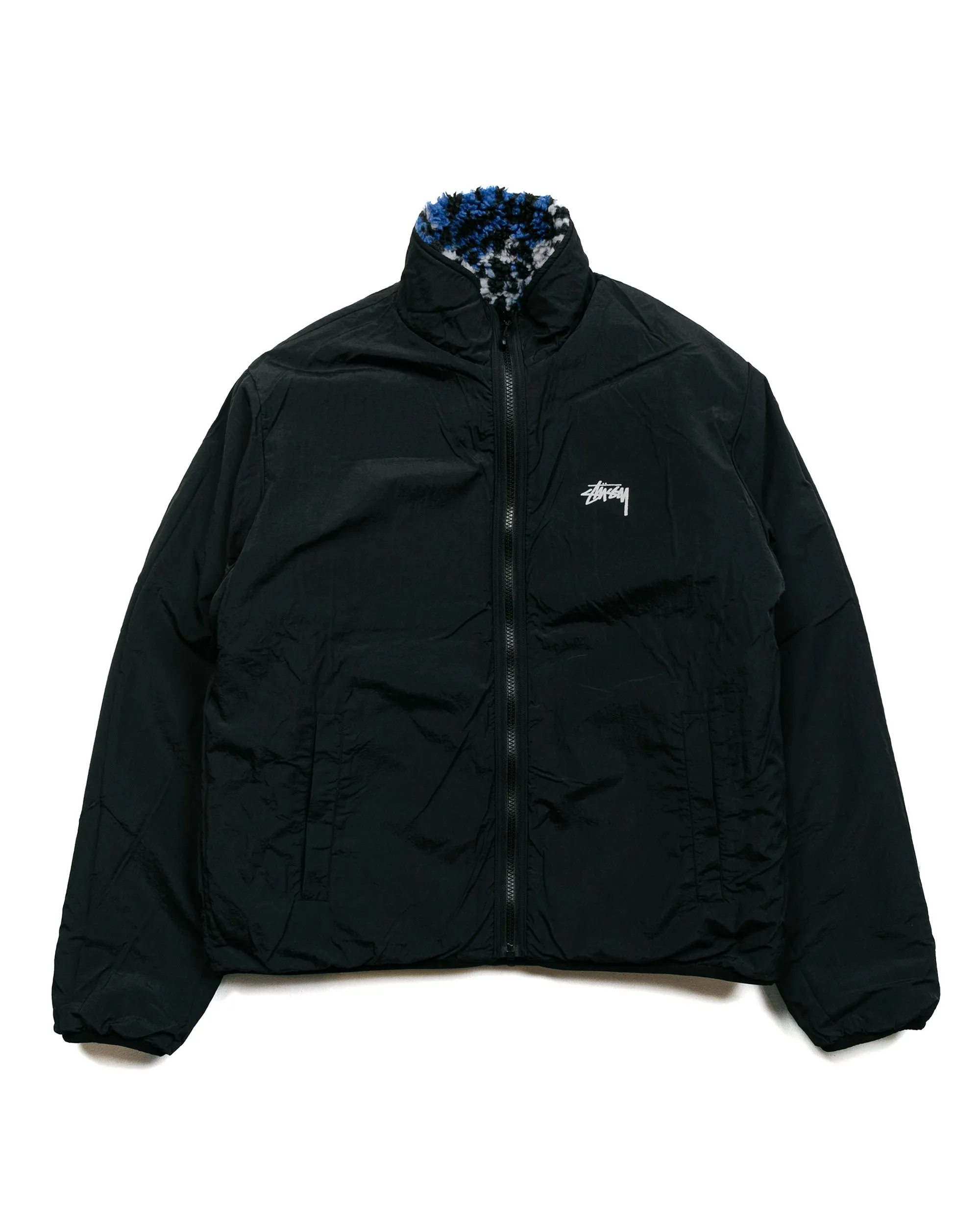 Stüssy Sherpa Reversible Jacket Blue Leopard