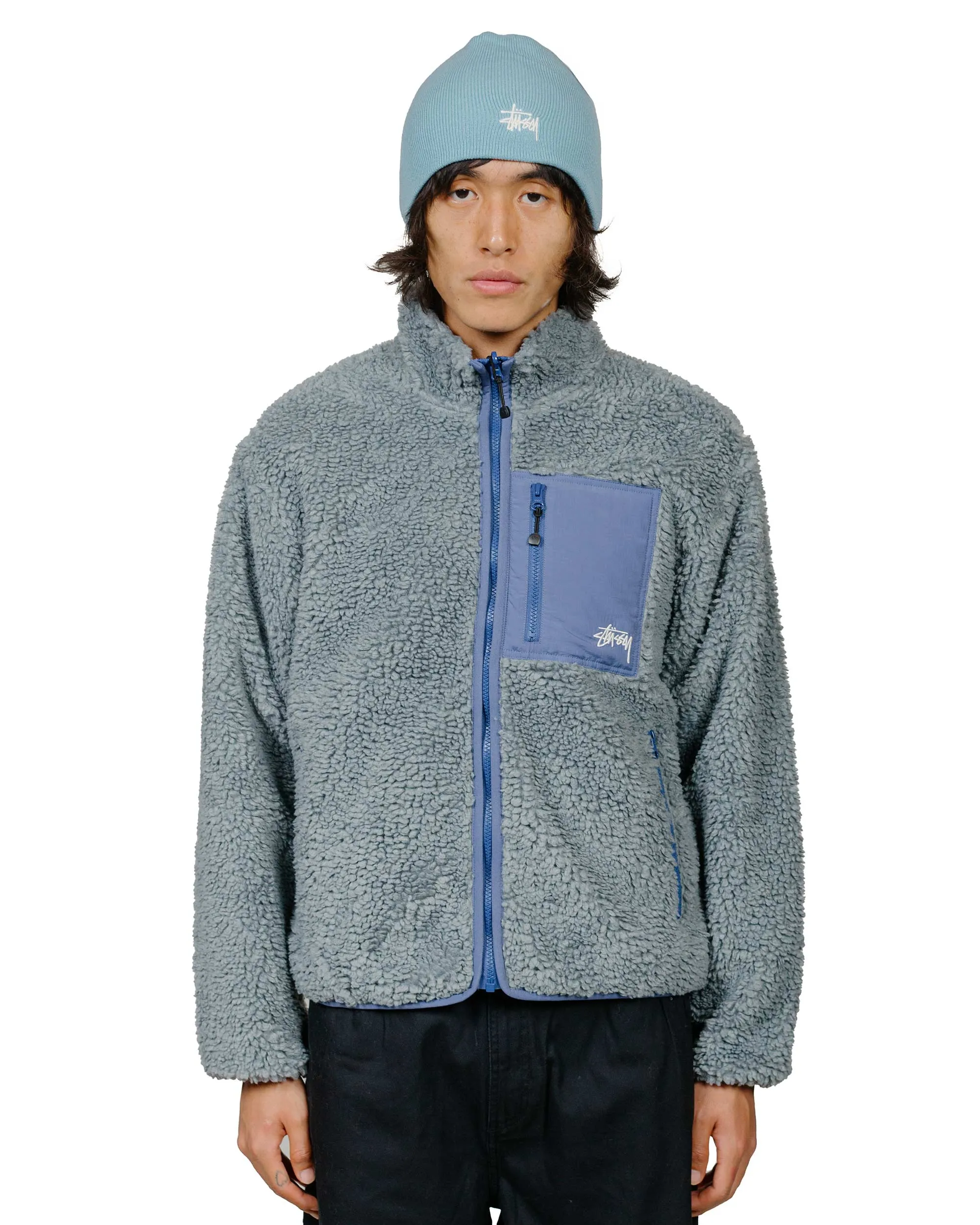 Stüssy Sherpa Reversible Jacket Blue Stone