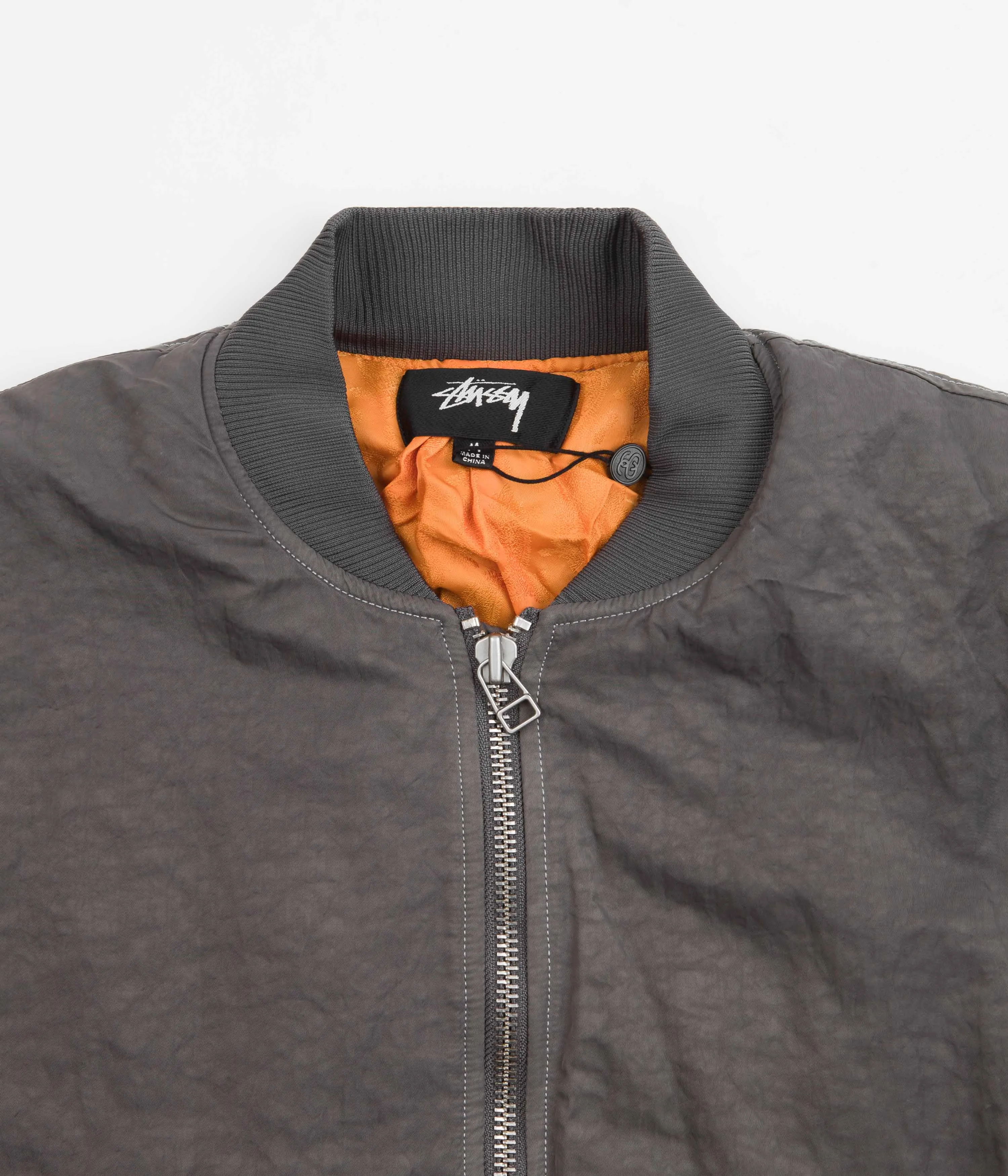 Stussy Dyed Nylon Bomber Jacket - Charcoal