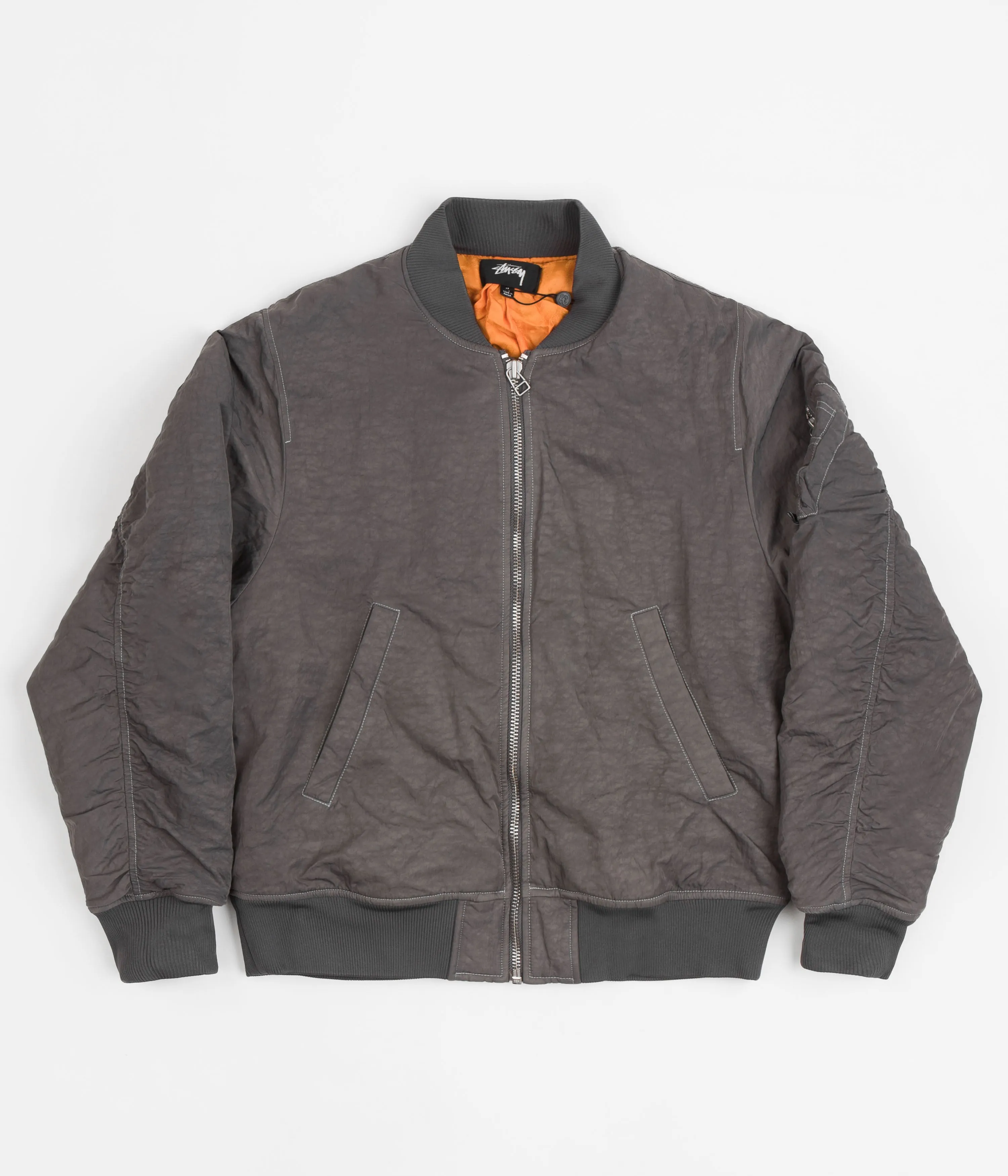 Stussy Dyed Nylon Bomber Jacket - Charcoal