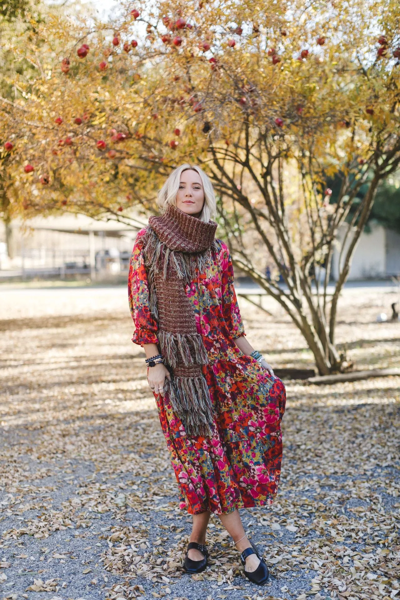 Sugar Plum Fringe Scarf - Brown