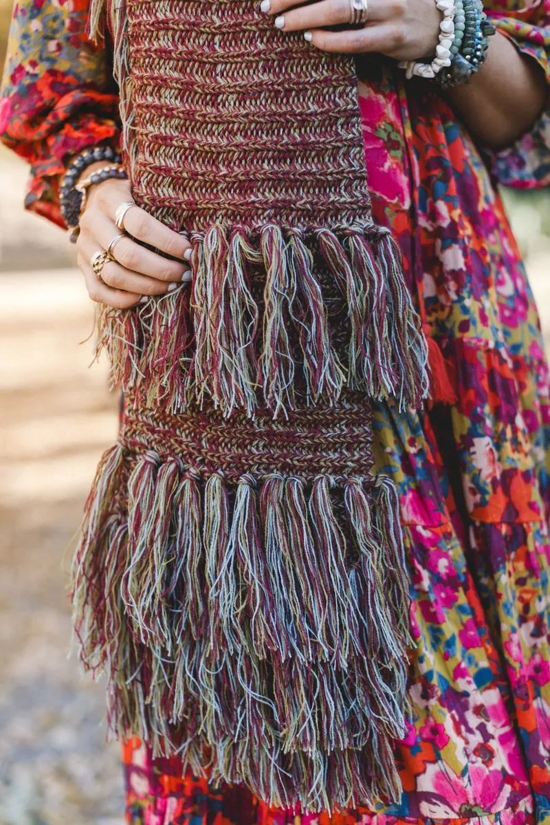 Sugar Plum Fringe Scarf - Brown