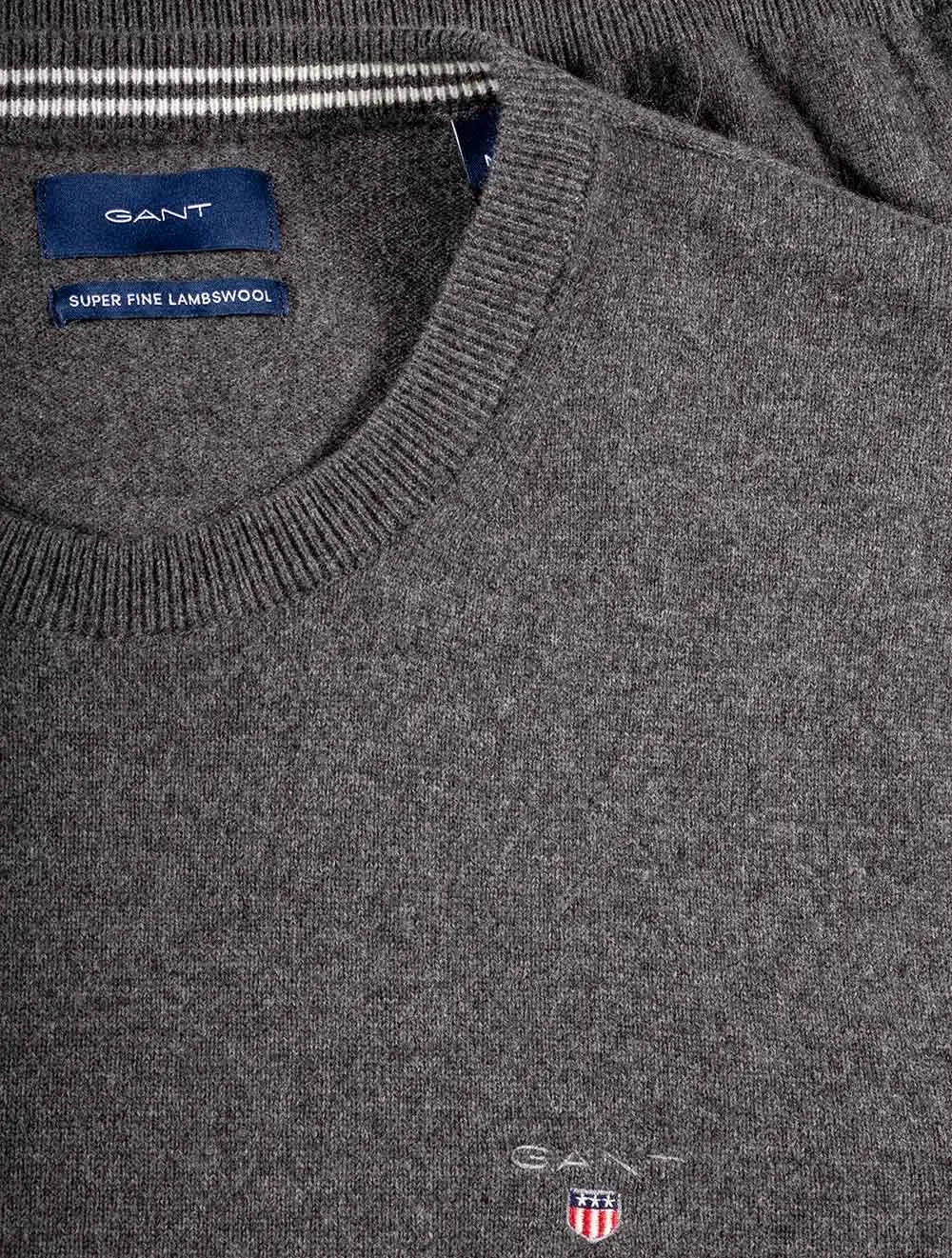 Super Fine Lambswool Crew Neck Sweater Antracite Melange