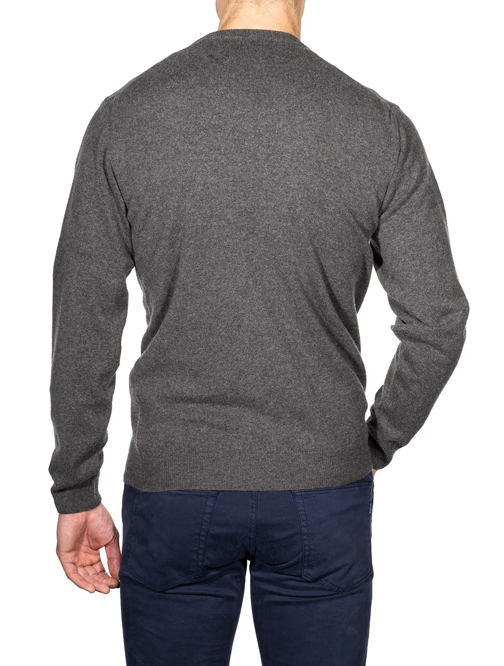 Super Fine Lambswool Crew Neck Sweater Antracite Melange