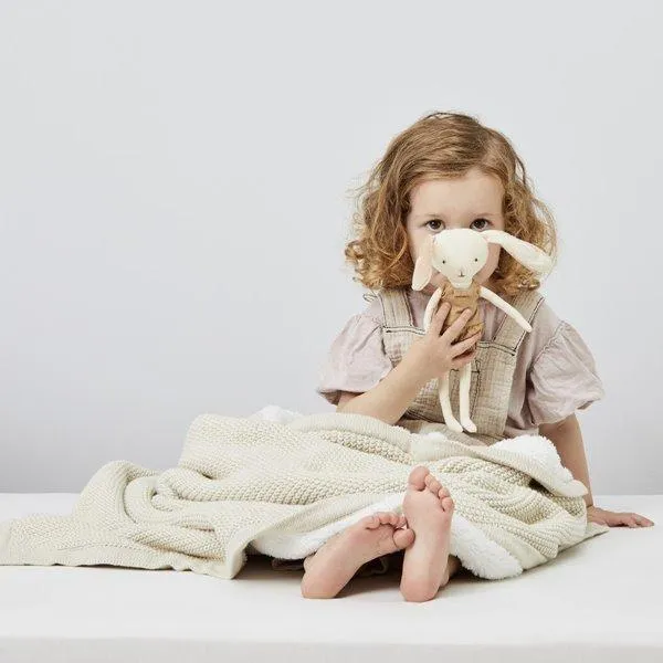 The Little Green Sheep, Organic Knitted Fleece Baby Blanket