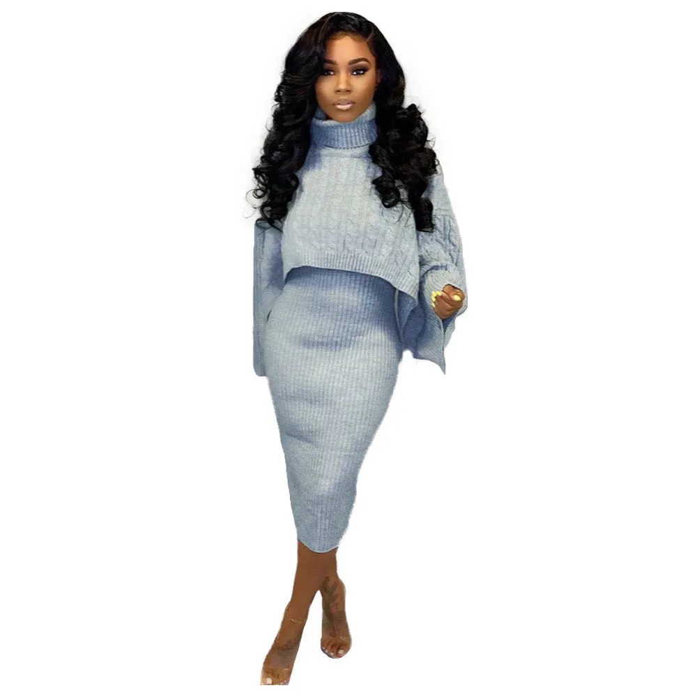 Turtleneck Sweater Two-Piece Dress Set