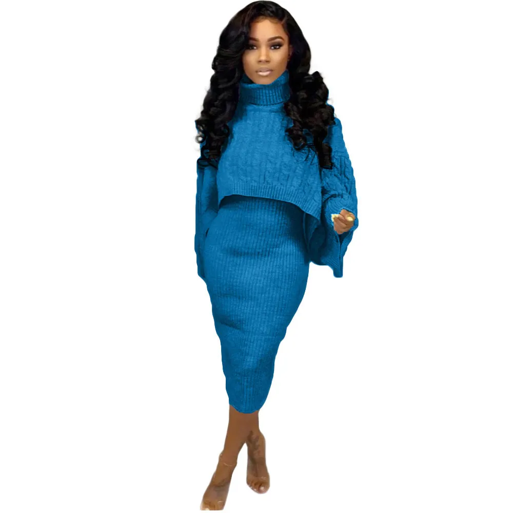 Turtleneck Sweater Two-Piece Dress Set