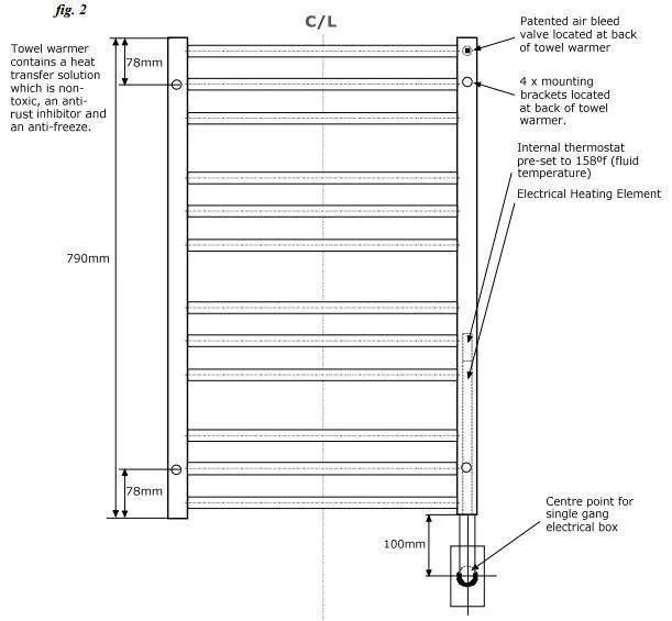 Tuzio Avento Hardwired or plug in Towel Warmer - 19.5"w x 31"h