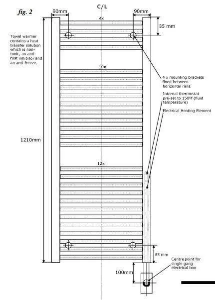 Tuzio Savoy Hardwired or plug in Towel Warmer - 23.5"w x 47.5"h