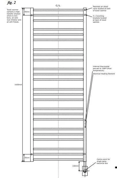 Tuzio Sorano Hardwired or plug in Towel Warmer - 23.5"w x 64"h