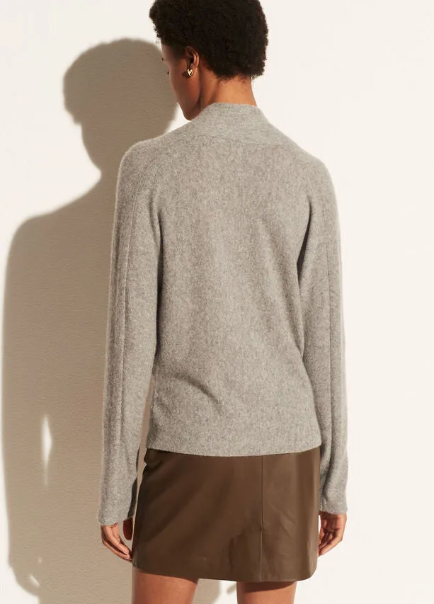 Vince - Wrap Front Pullover in Medium Heather Gray