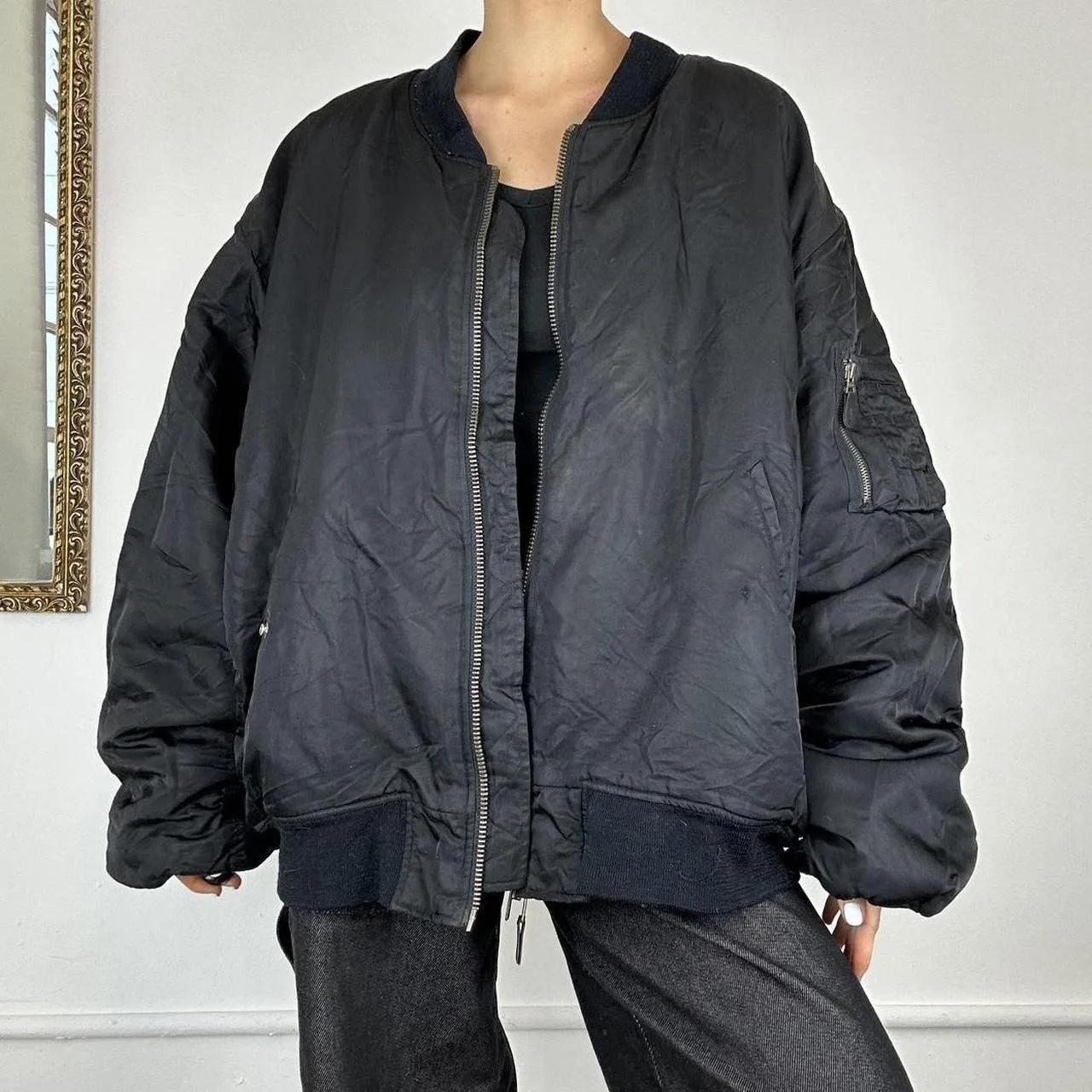 vintage black alpha bomber jacket