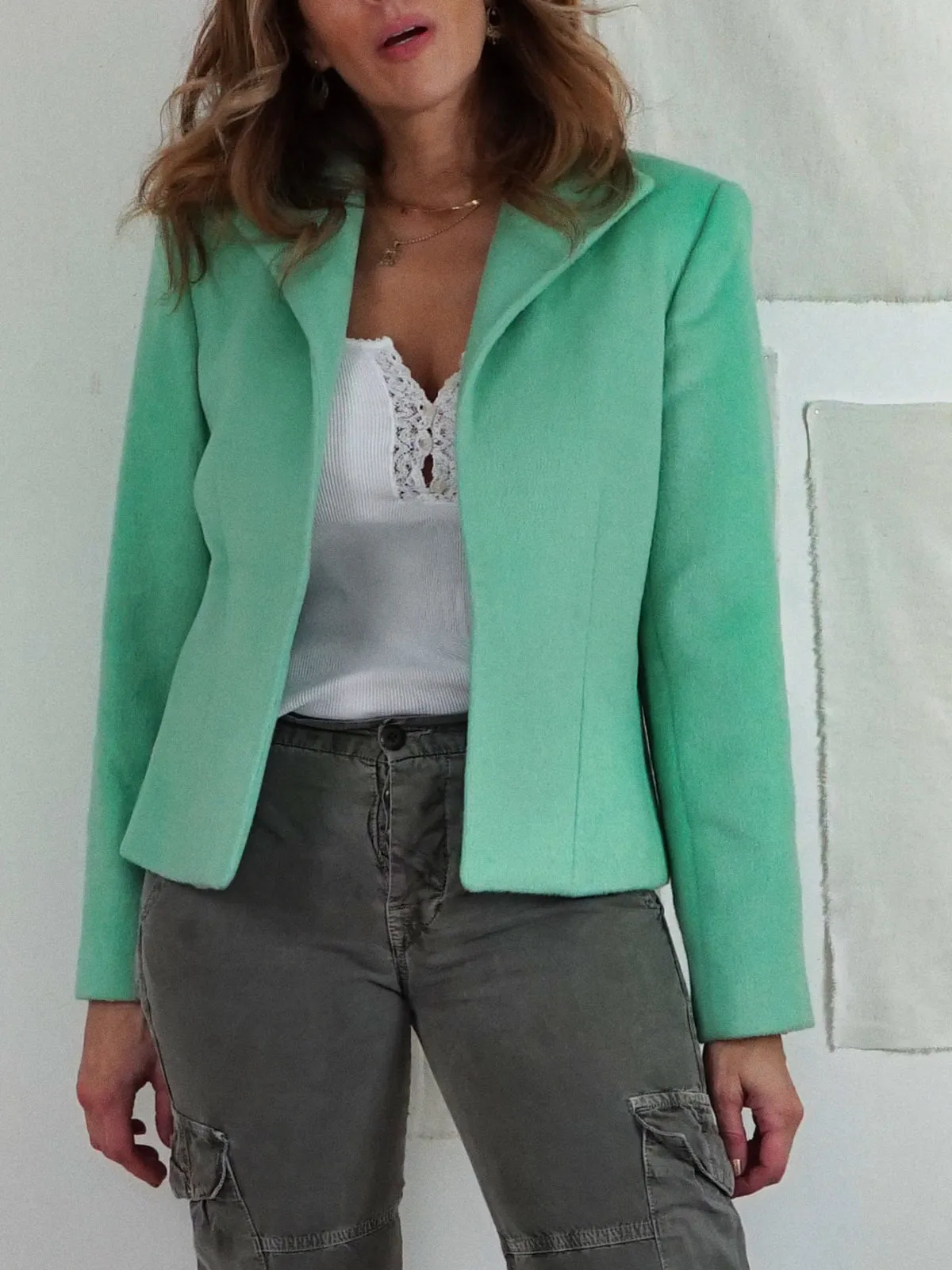 Vintage Mint Green Cropped Jacket