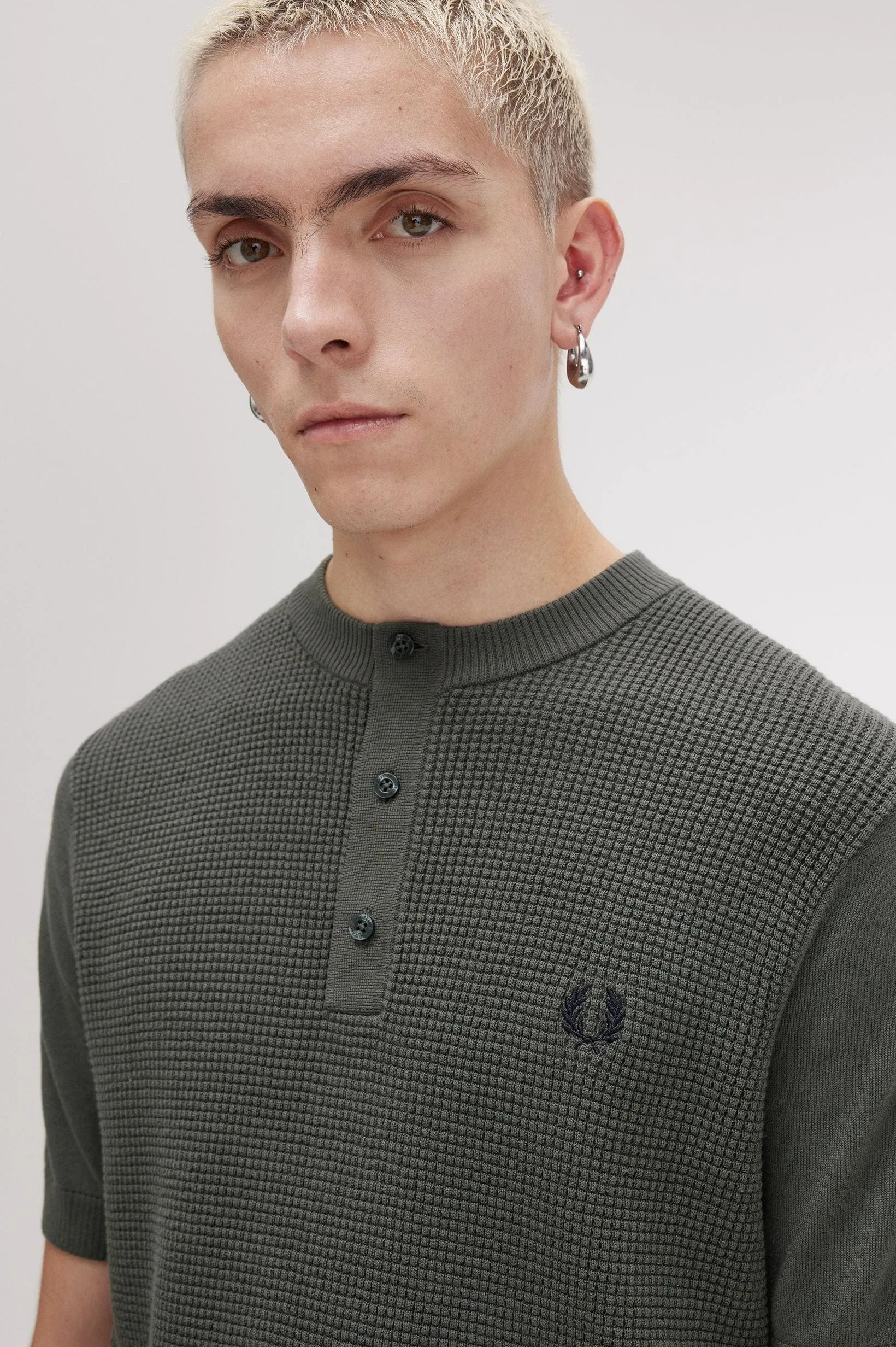 Waffle Stitch Henley Shirt