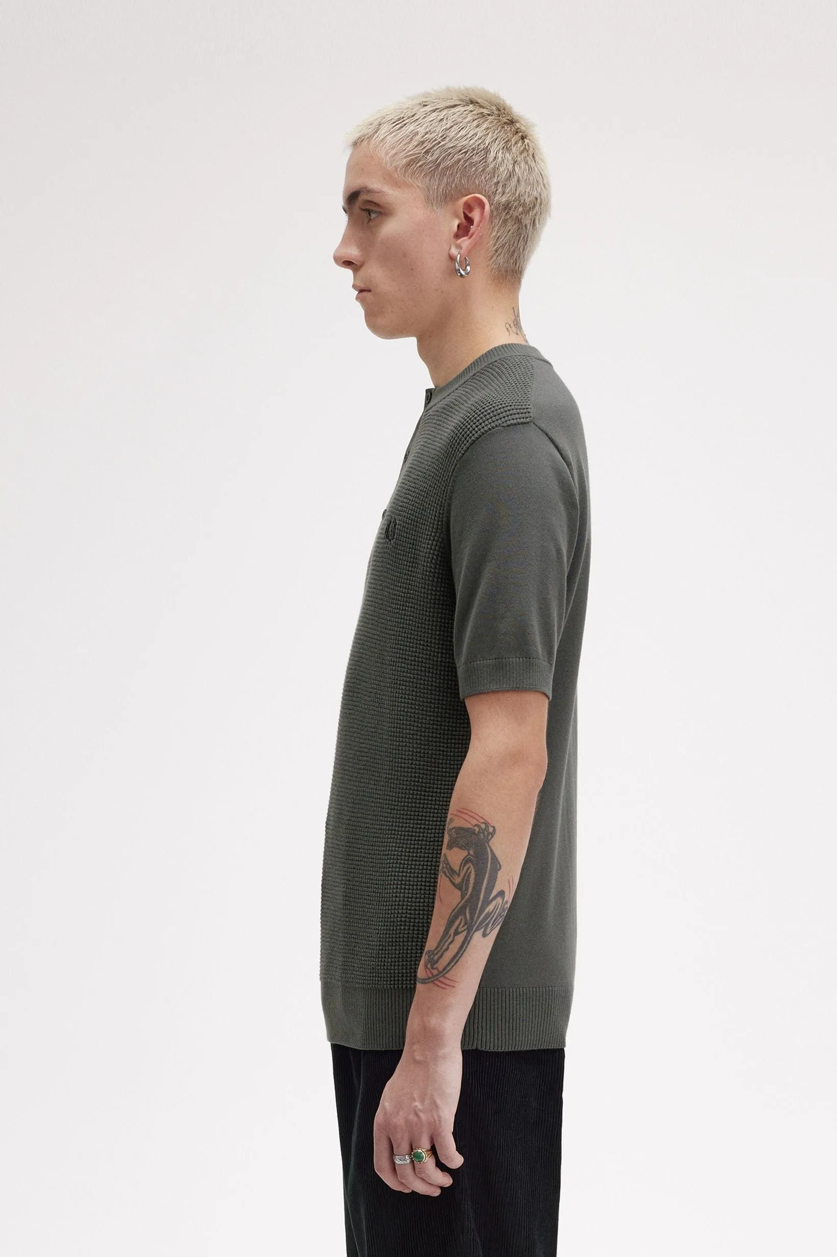 Waffle Stitch Henley Shirt