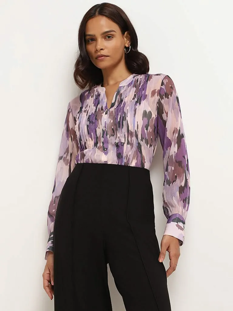 Wardrobe Purple Pintuck Shirt