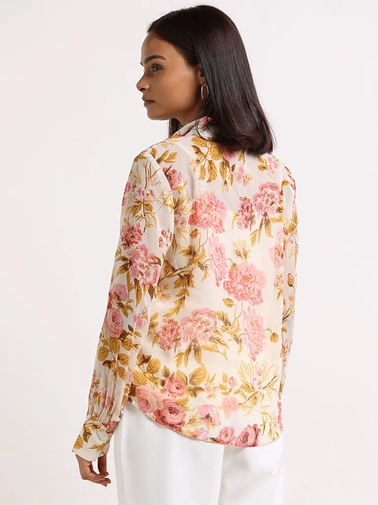 Wardrobe White Floral Printed Shirt