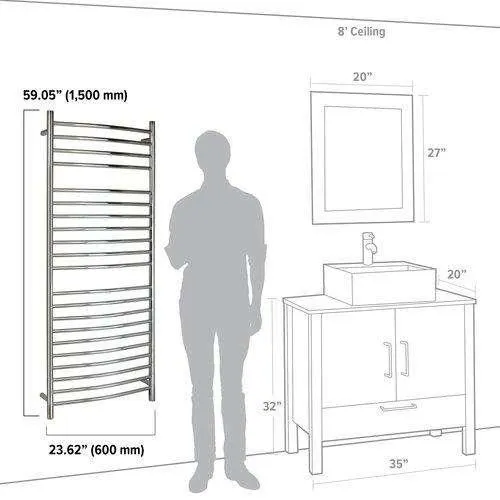 WarmlyYours Vida Hardwired Towel Warmer - 23.6"w x 59"h