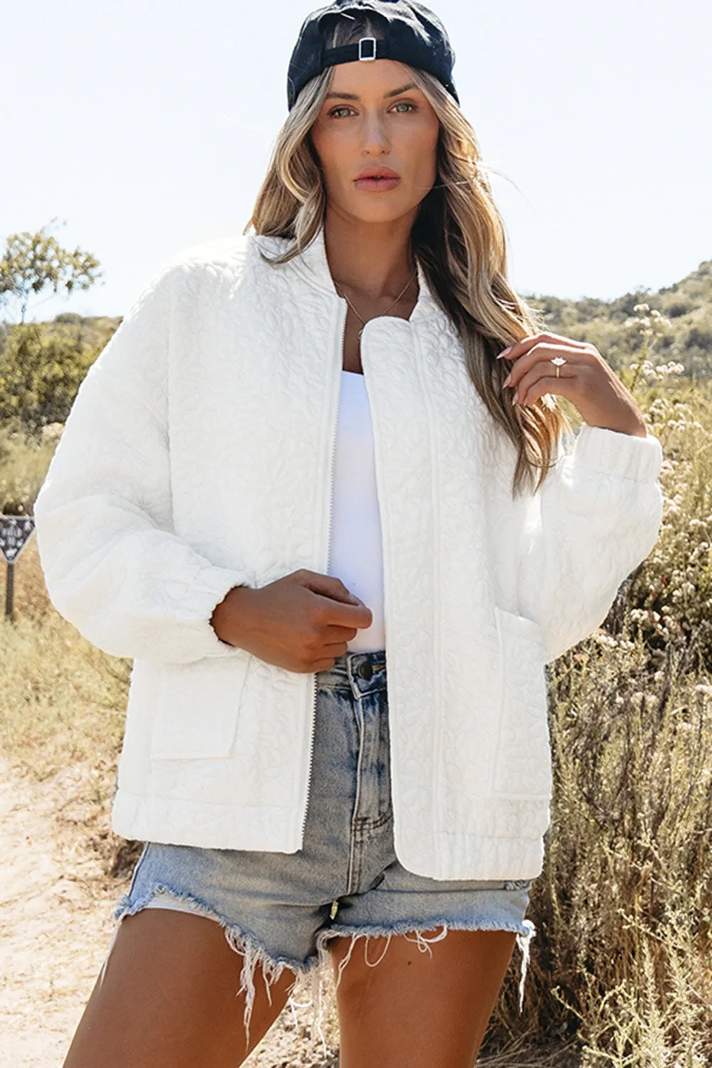 White Sherpa  Quilted Jacket