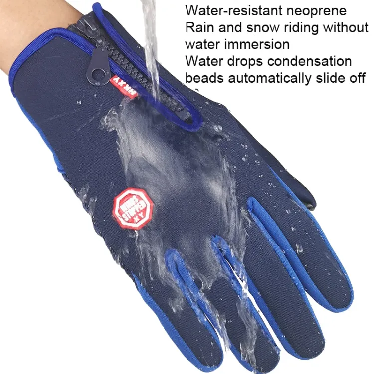 Winter Outdoor Riding Sports Waterproof Touch Screen Glove, Size: L(H043 Blue)